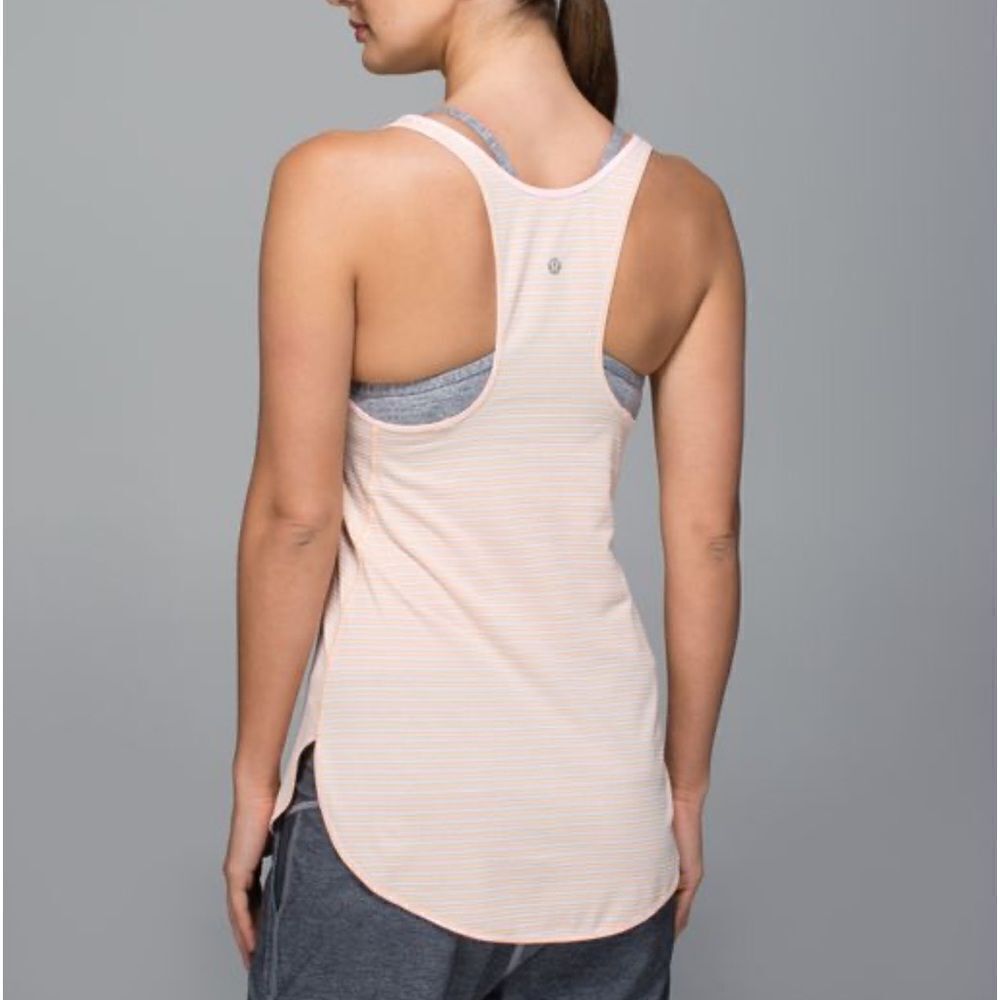 Lululemon What The Sport Singlet II striped peach‎ workout tank top